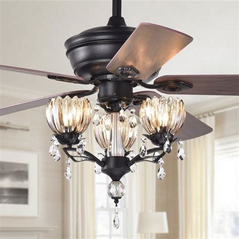 Ceiling fans with lights wayfair - This 5-blade ceiling fan features a casual, classic silhouette and a light kit that features three bulbs with clear glass shades to illuminate your space. The fan body is crafted from metal with a …